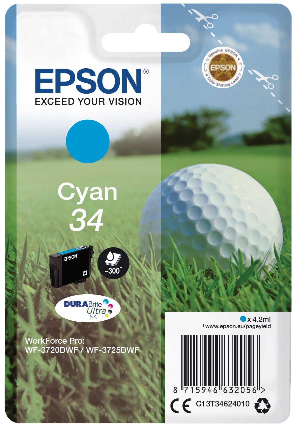 EPSON Tintenpatrone cyan T346240 WF-3720/3725DWF 300 Seiten