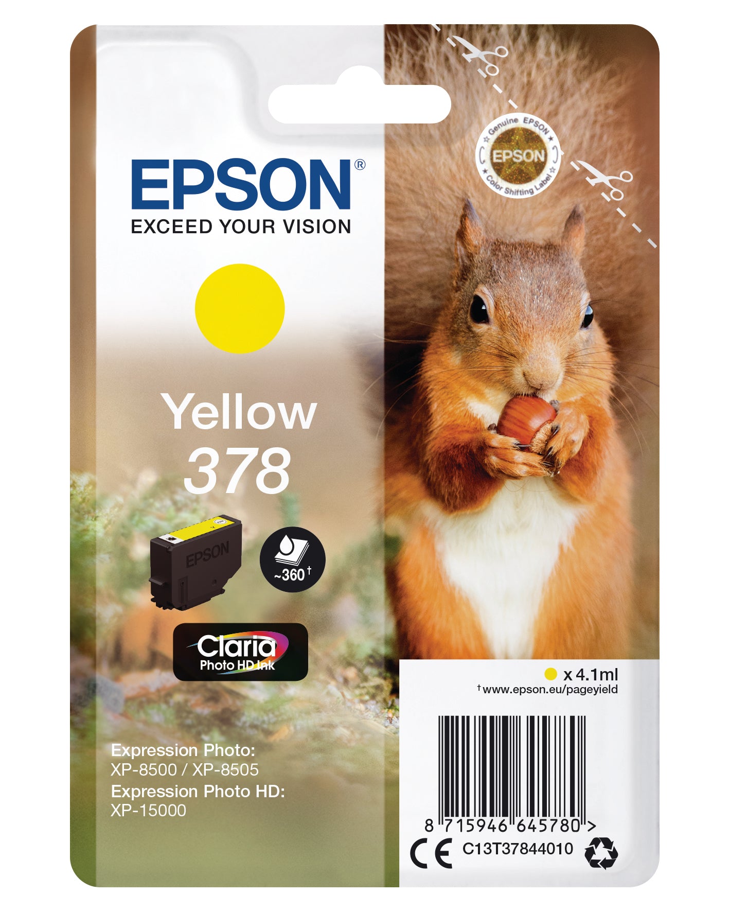 EPSON Tintenpatrone 378 yellow T378440 XP-8500/8505/15000 360 Seiten