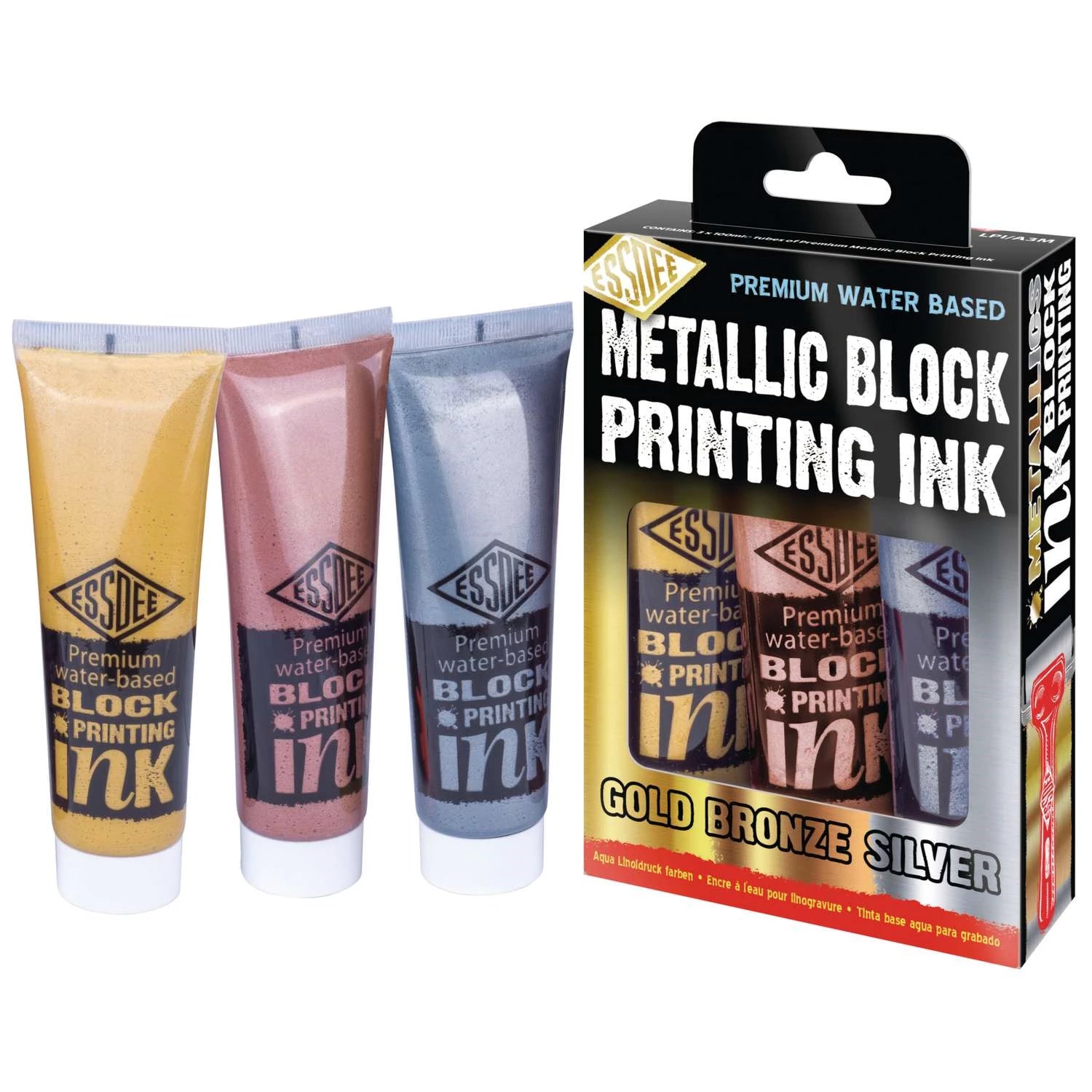 ESSDEE PREMIUM LINOL-DRUCKFARBEN SET 3 METALLIC FARBTONEN 10