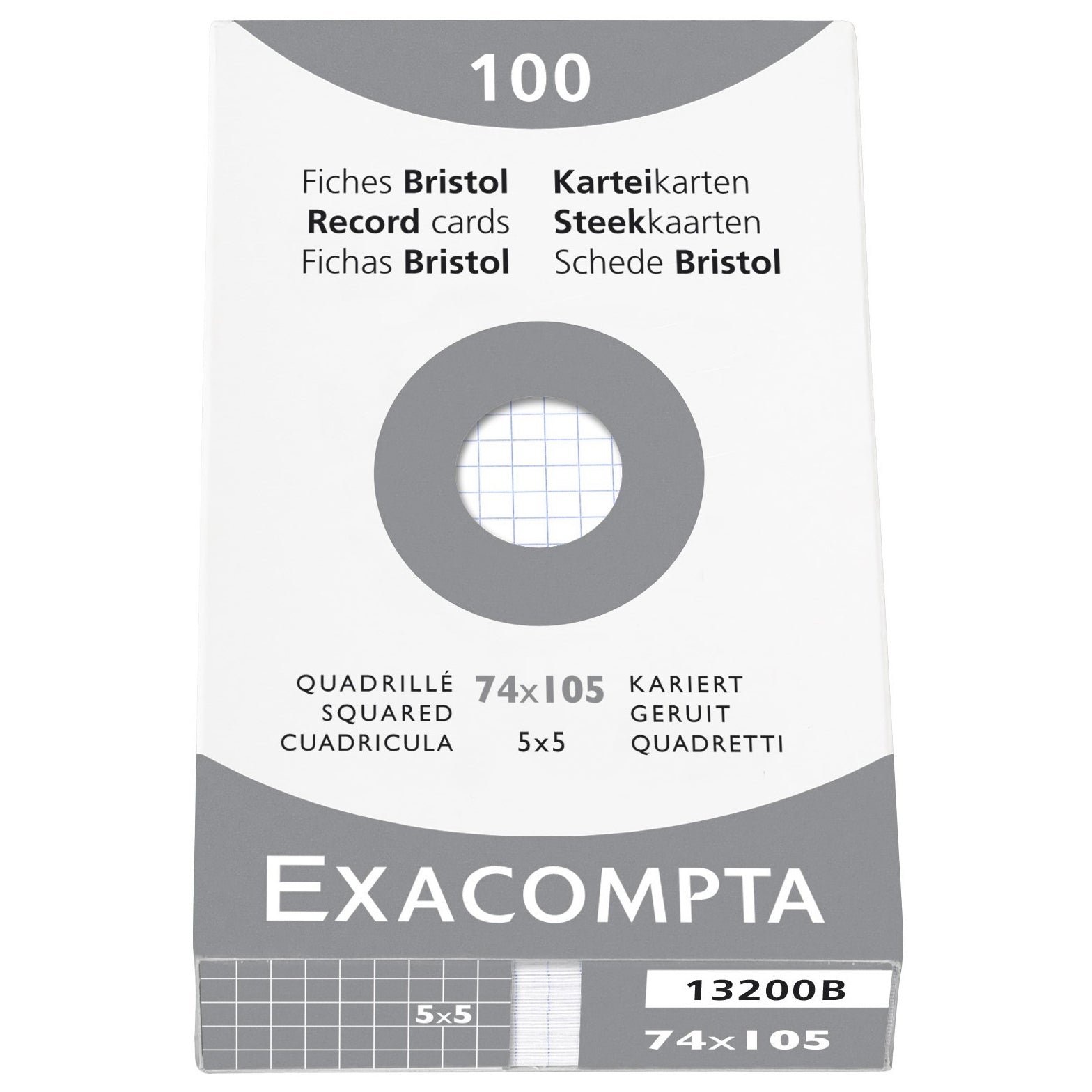 EXACOMPTA Karteikarten kariert 5mm A7 13200B weiss 100 Stück