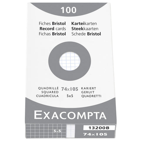 EXACOMPTA Karteikarten kariert 5mm A7 13200B weiss 100 Stück