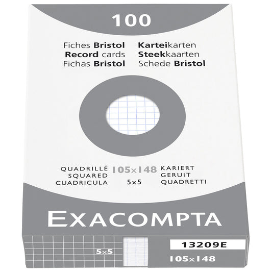 EXACOMPTA Karteikarten kariert 5mm A6 13209E weiss 100 Stück