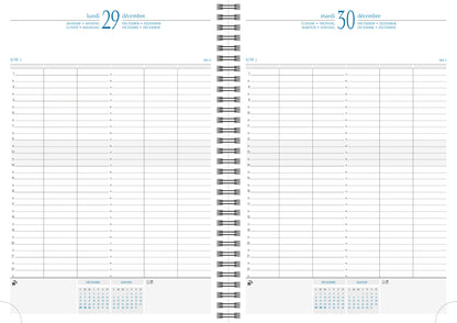 EXACOMPTA Tagesagenda Time 29W 2025 296122E 1T/1S blau Wire-O A4