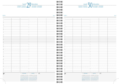 EXACOMPTA Tagesagenda Time 29W 2025 296122E 1T/1S blau Wire-O A4