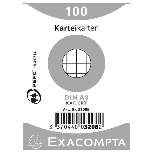 EXACOMPTA Karteikarten kariert 5mm A8 3208B weiss 100 Stück