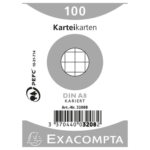 EXACOMPTA Karteikarten kariert 5mm A8 3208B weiss 100 Stück