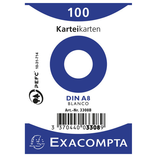 EXACOMPTA Karteikarten blanko A8 3308B weiss 100 Stück