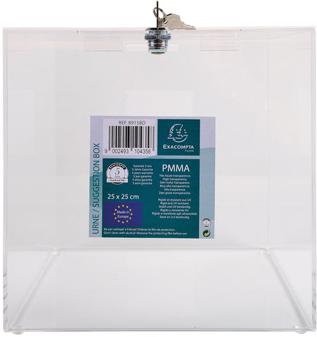 EXACOMPTA Einwurfbox 250x250x250mm 89158D transparent, abschliessbar