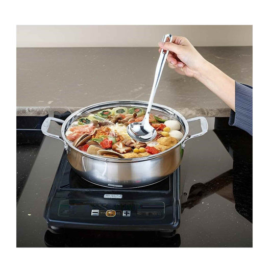Edelstahl Flacher Bräter 40 cm – 16,3 L, Induktion, Mit Deckel-CF-0040SH