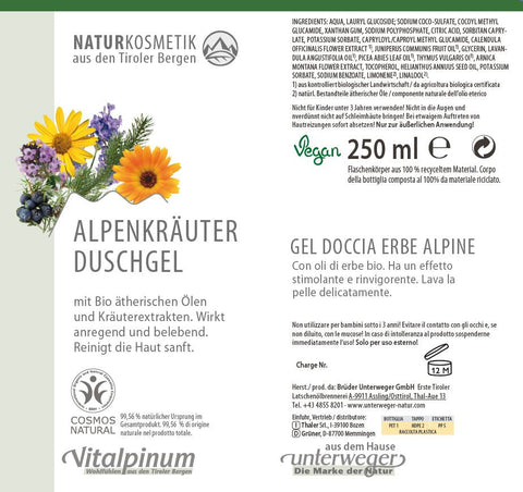 Unterweger Alpenkräuter Гель для душу – натуральна косметика з ефірними оліями