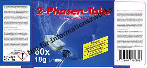 Tabs per lavastoviglie 2 fasi, 60 pezzi, valore di pH 10