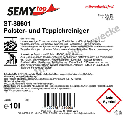 Teppich und Polsterreiniger, geruchsneutral, pH-Wert 10-11, 10 Liter