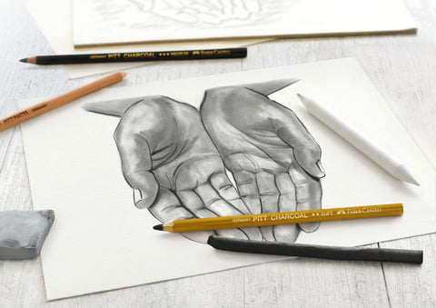 FABER-CASTELL Zeichenset Kohle 114002 Pastell weiss medium, 7 Stk