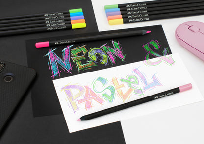 FABER-CASTELL Farbstifte Black Edition 116410 Neon + Pastell 12 Stk.