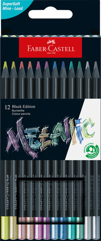 FABER-CASTELL Farbstifte Black Edition 116415 Metallic 12 Stück