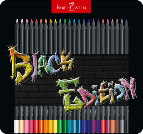 FABER-CASTELL Farbstifte Black Edition 116425 24 Farben, Metalletui