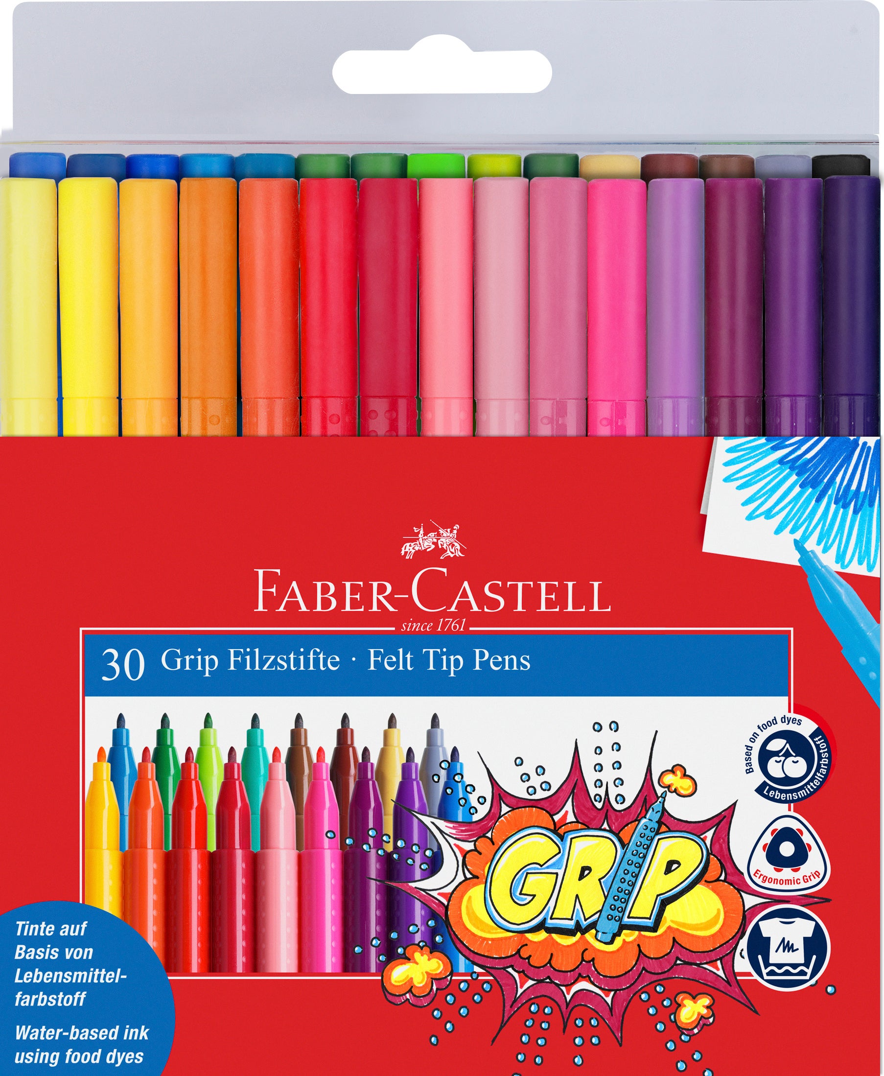 FABER-CASTELL Filzstift Grip Colours 3mm 155335 assortiert 30 Stück