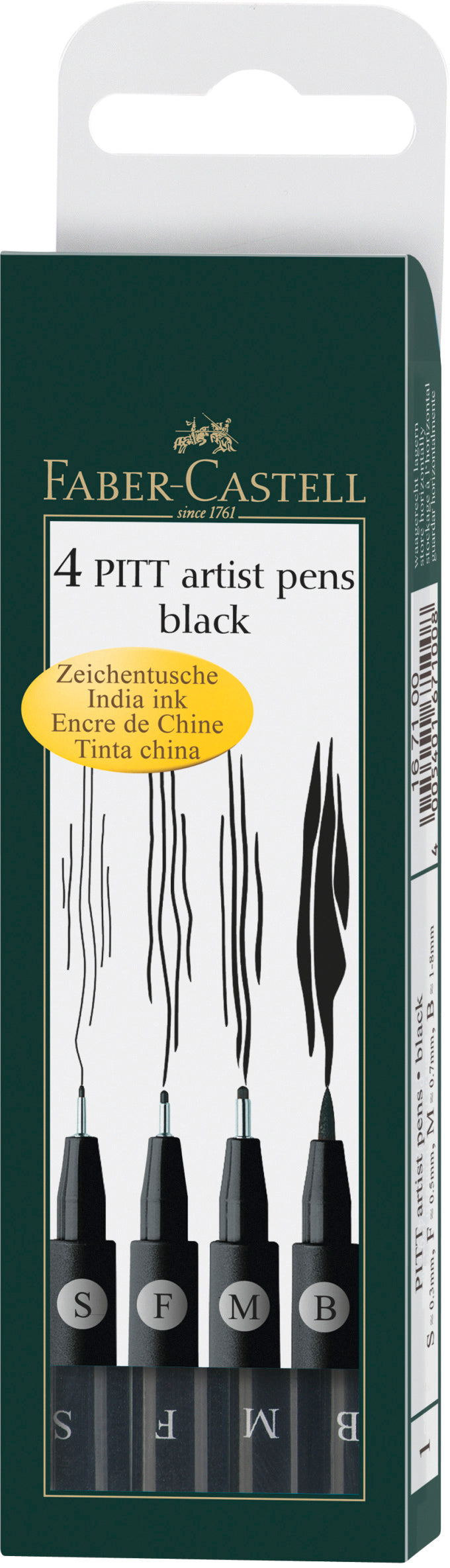 FABER-CASTELL Pitt Artist Pen 167100 schwarz 4 Stück