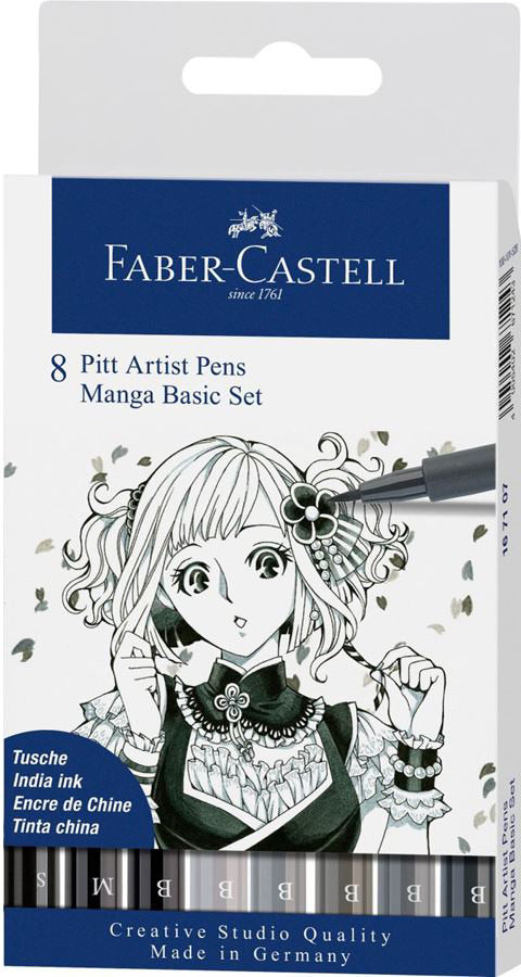 FABER-CASTELL Pitt Artist Pen Manga Basic 167107 grau 8 Stück