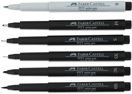FABER-CASTELL Pitt Artist Pen Manga Mangaka 167124 schwarz 6 Stück