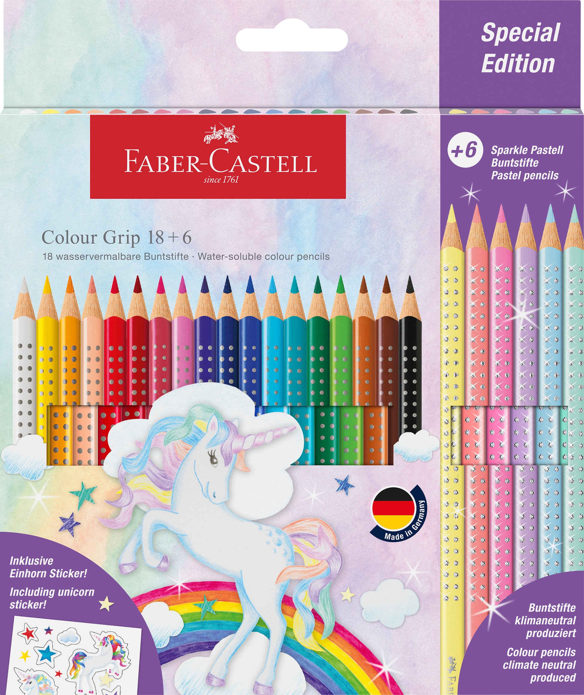 FABER-CASTELL Farbstifte Colour Grip 201543 Einhorn 18 + 6
