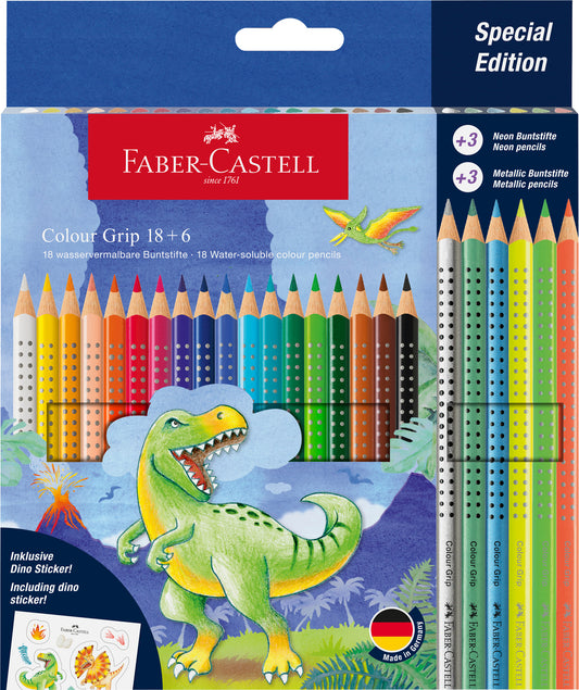 FABER-CASTELL Farbstifte Colour Grip 201546 Dino 18+6 Stück