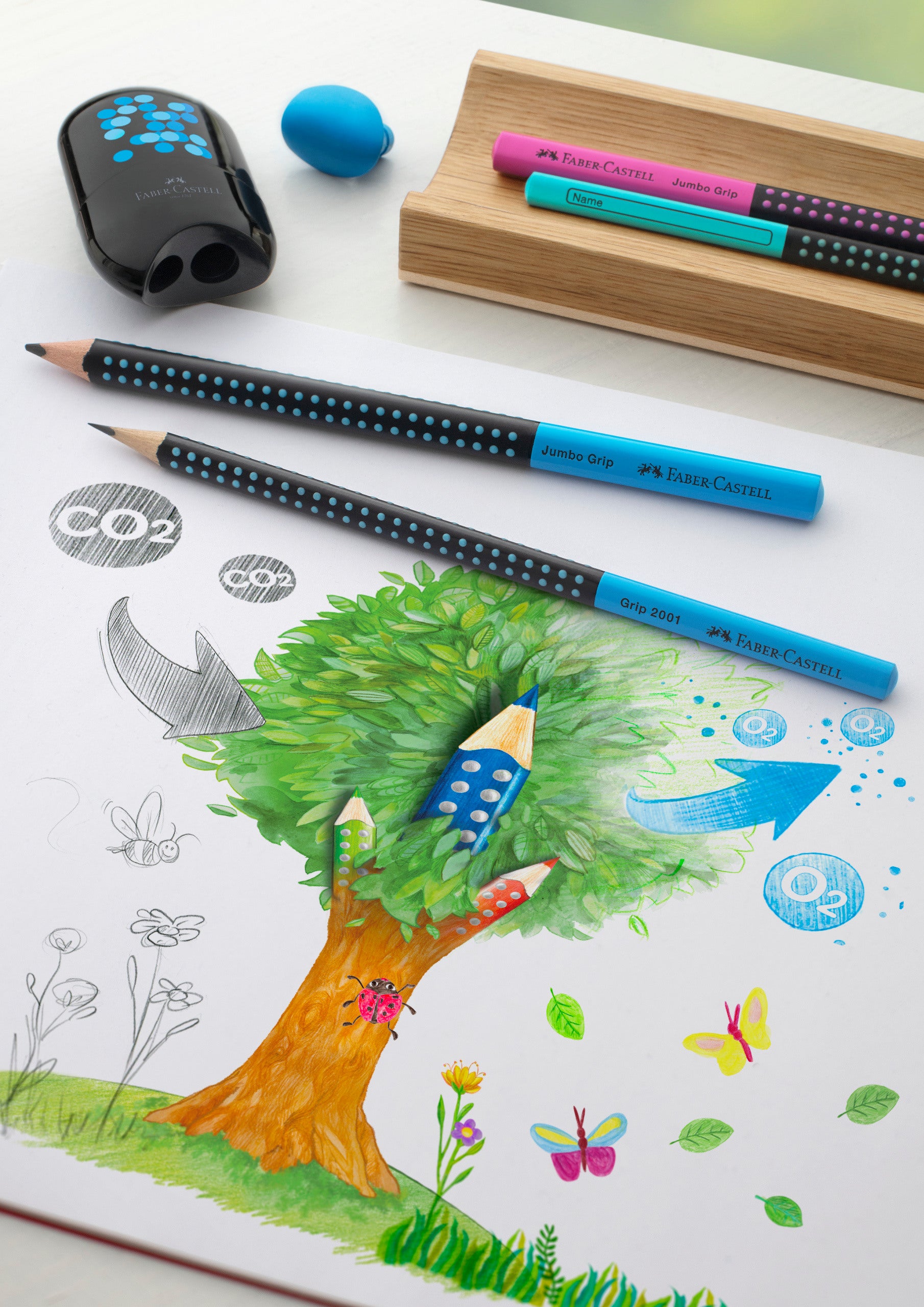 FABER-CASTELL Bleistift Jumbo Grip HB 511910 Two Tone schwarz/blau