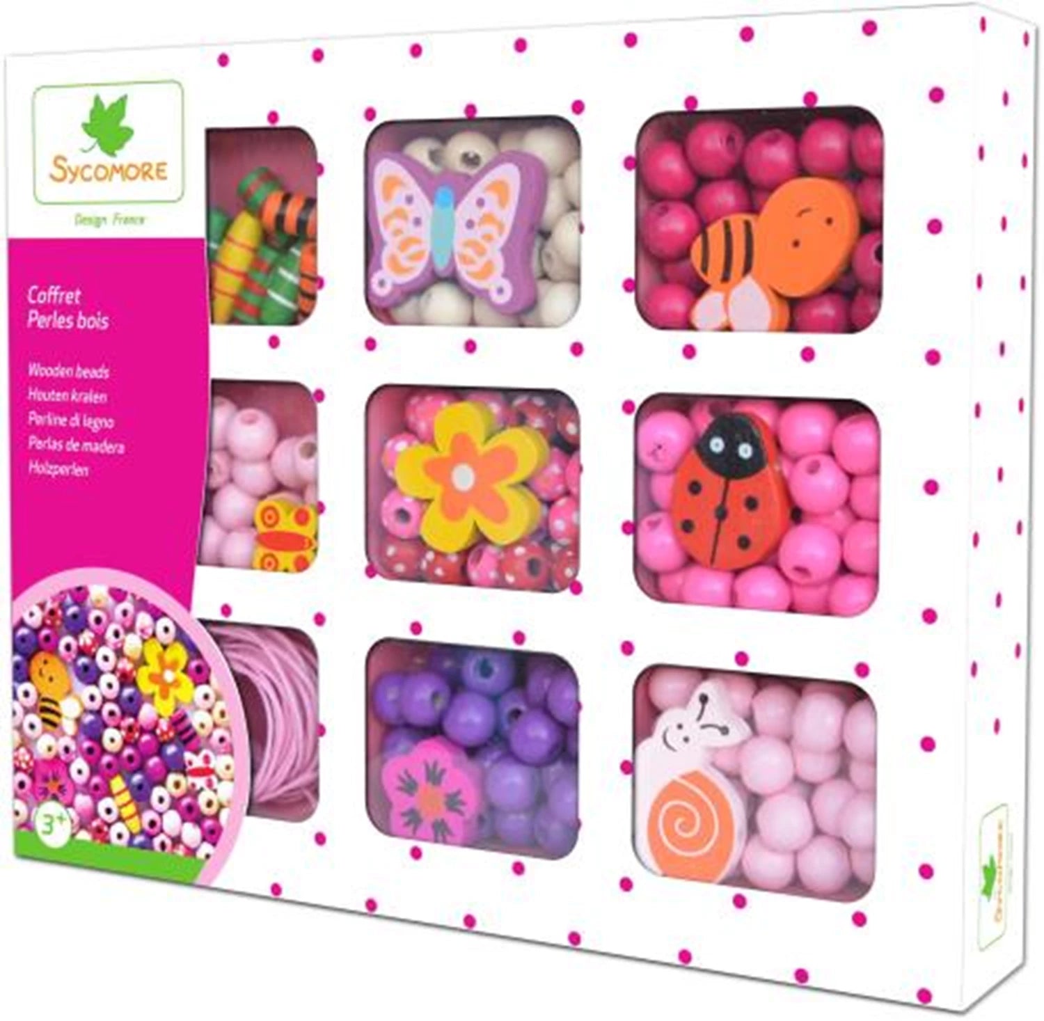 COFFRET PERLES BOIS ROSE (FR-DE-IT)