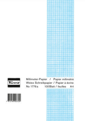 FAVORIT Milimeterpapier Block A4 1776a weiss, 1mm, 80g/m2 100 Blatt