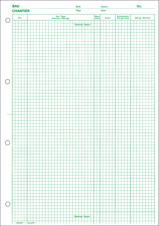 FAVORIT Devis-Ausmassblock A4 2074 grün, 80g 100 Blatt