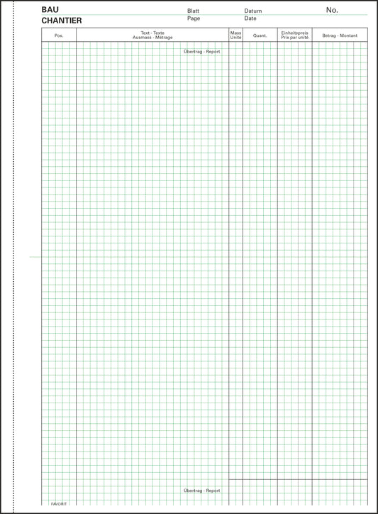 FAVORIT Devis Ausmassbuch D/F A4 2078 OK weiss 50x2 Blatt