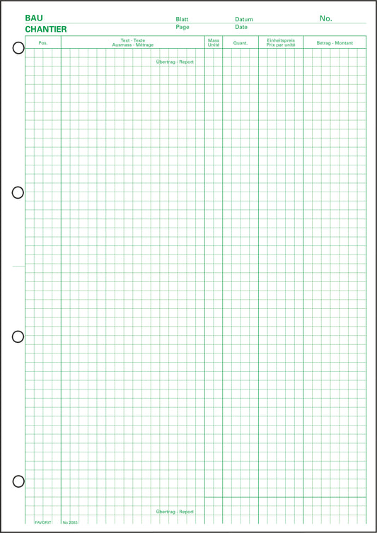 FAVORIT Devis Ausmassblock A4 2083 grün 100 Blatt