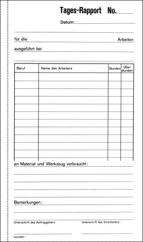 FAVORIT Tages-Rapport D 11,3x19cm 29970K weiss/weiss 50x2 Blatt