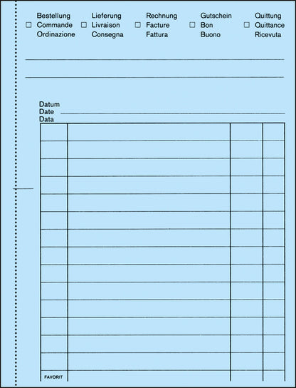 FAVORIT Mehrzweckbuch D/F/I A6 8111OK blau/weiss 50x2 Blatt