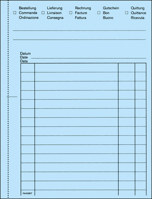 FAVORIT Mehrzweckbuch D/F/I A6 8111OK blau/weiss 50x2 Blatt
