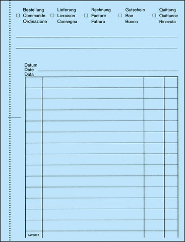 FAVORIT Mehrzweckbuch D/F/I A6 8111OK blau/weiss 50x2 Blatt