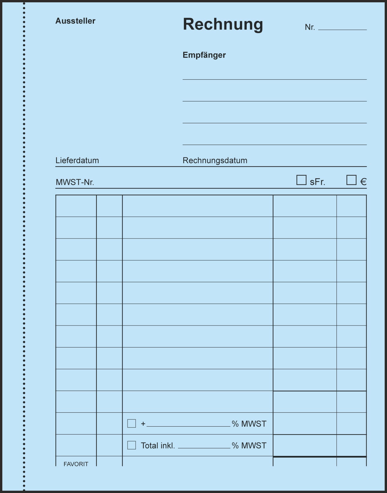 FAVORIT Formularbuch Rechnungen A6 9201 OK Durchschreibepapier 50x2 Blatt