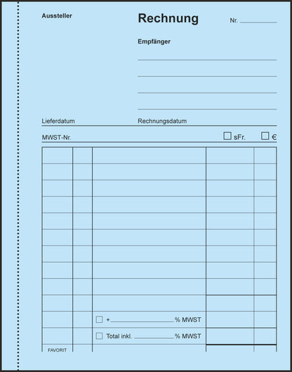 FAVORIT Formularbuch Rechnungen A6 9201 OK Durchschreibepapier 50x2 Blatt