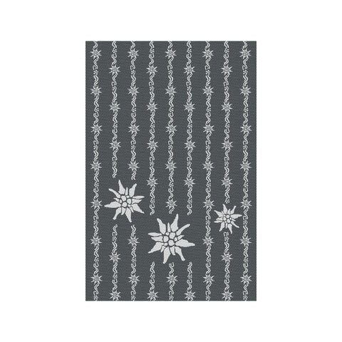 KULTSHTOFF - Kökshandduk Edelweiss över hela svart - alpin charm för ditt kök ✨🖤
