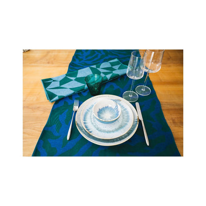 MEYER-MAYOR Tischläufer Moiré Nr. 1, 140 x 52 cm, Grün-Blau