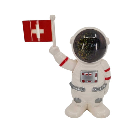 Solar Astronaut mit Schweizer Fahne, Weiss
