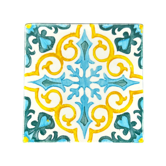soñho Azulejo Luz Untersetzer, 14 x 14 cm, Blau-Gelb
