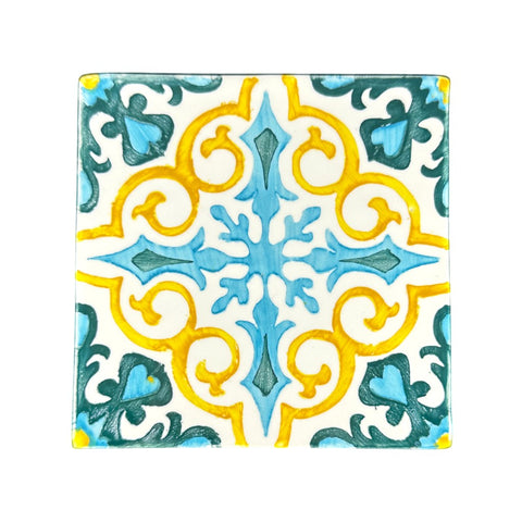 soñho Azulejo Luz Untersetzer, 14 x 14 cm, Blau-Gelb