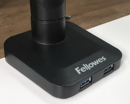 FELLOWES Monitorhalter Platinum Series 8042501 doppel, schwarz, 2xUSB
