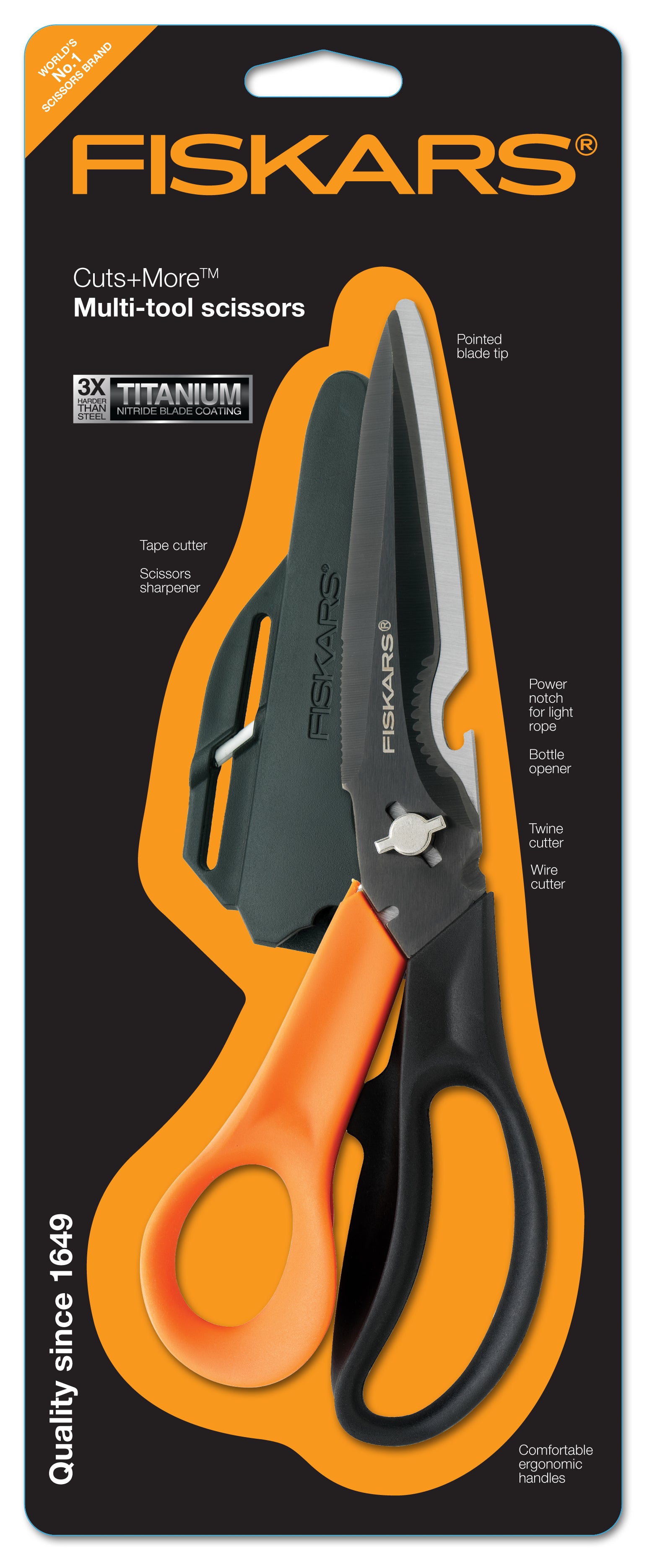 FISKARS Mehrzweckschere 23cm 1000809 orange/schwarz, Rechtshänder