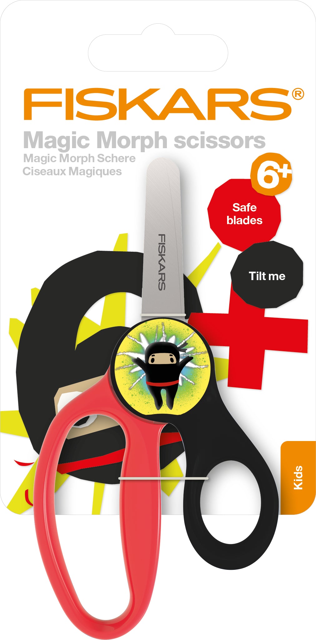 FISKARS Kinderschere Ninja 13cm 1064075 rot/schwarz, Rechtshänder