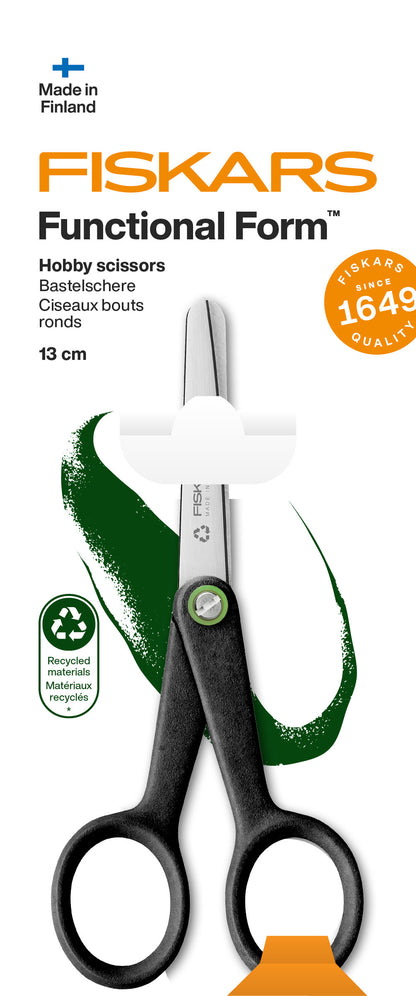 FISKARS Hobbyschere Recycling 13cm 1074542 schwarz, Rechts- + Linkshänder