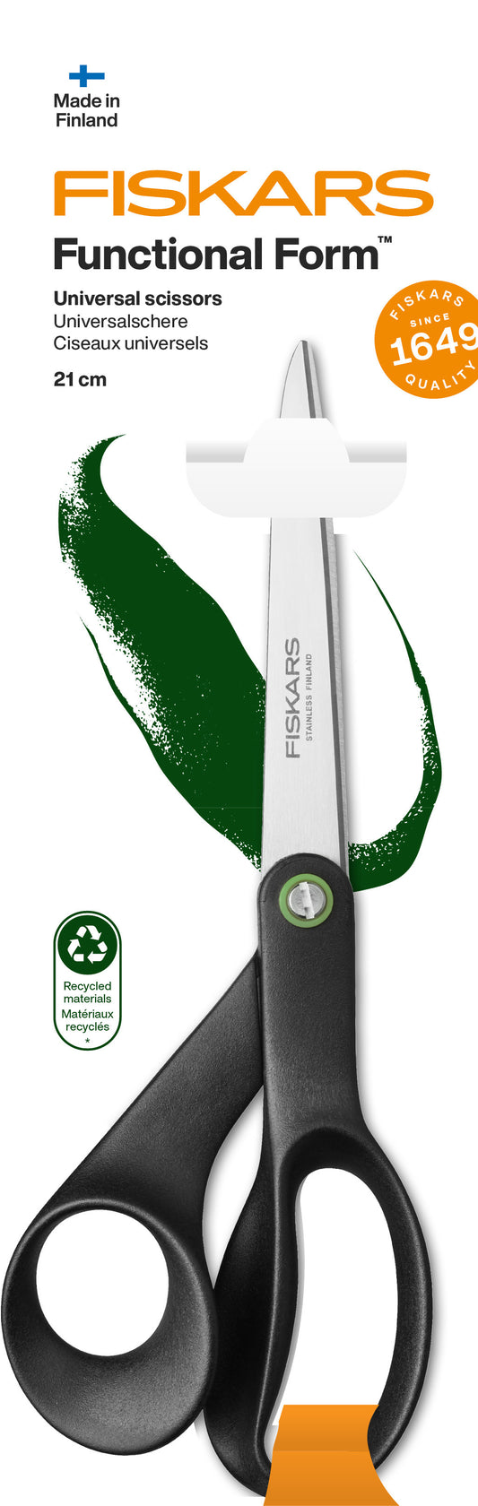 FISKARS Schere Recycling 21cm 1074547 schwarz, Rechtshänder