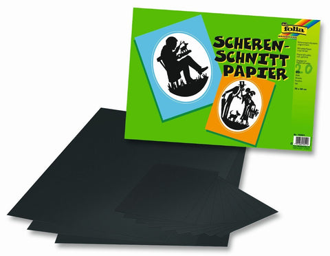 FOLIA Scherenschnittpapier 35x50cm 07.70301 80g, schwarz