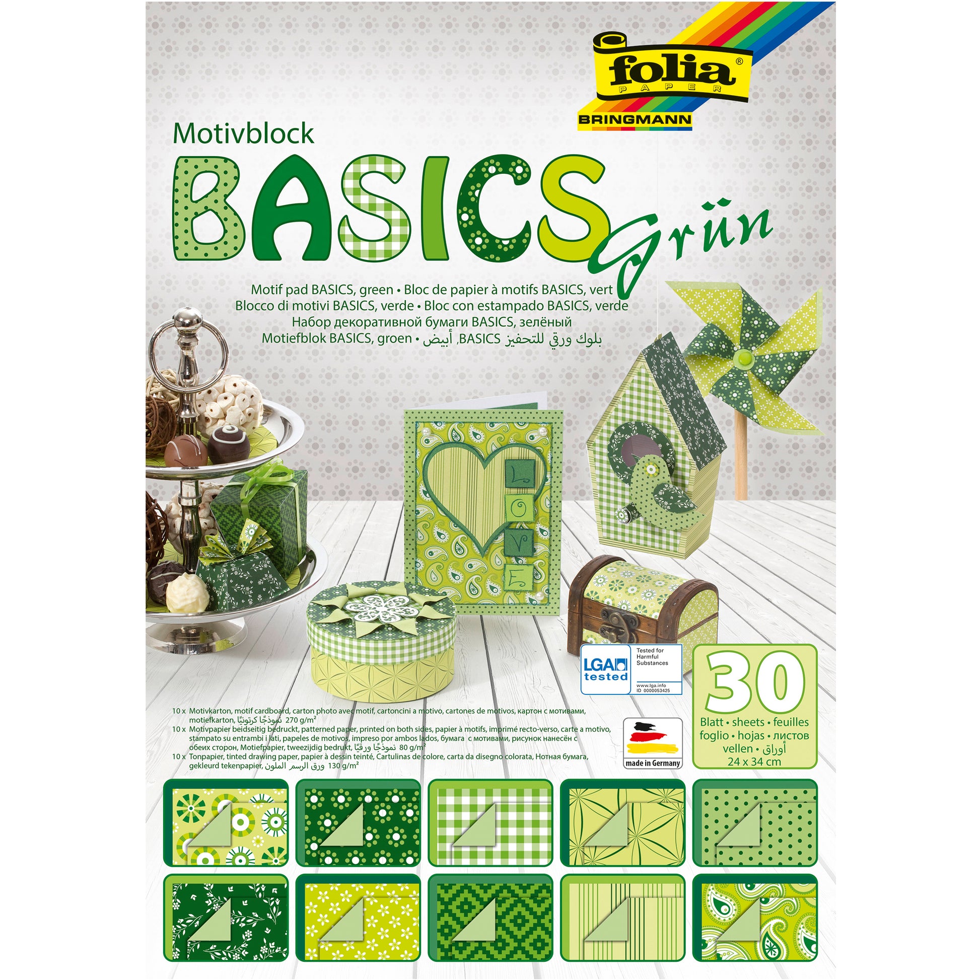 FOLIA Motivblock Basic 46549 grün, 30 Blatt